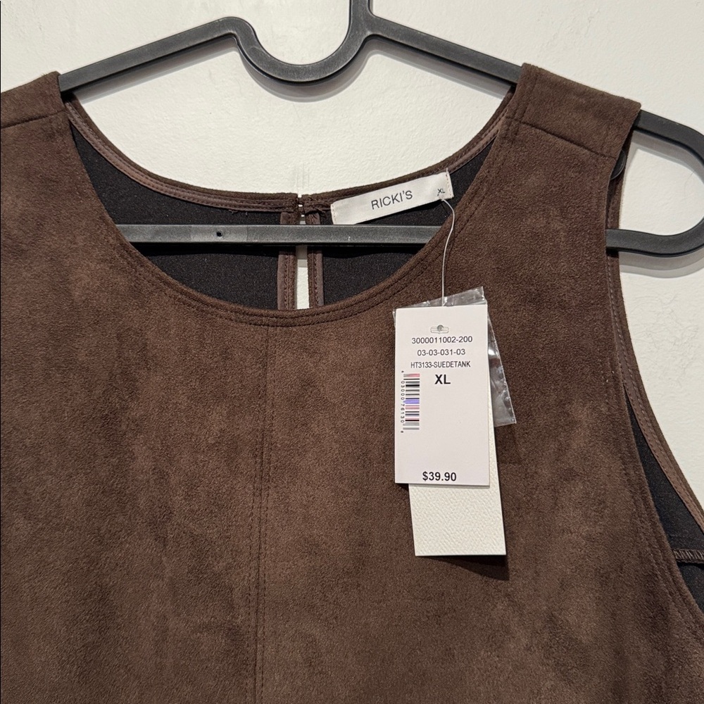 Ricki's Dark Brown Faux Suede Tank Top - Picture 3 of 6